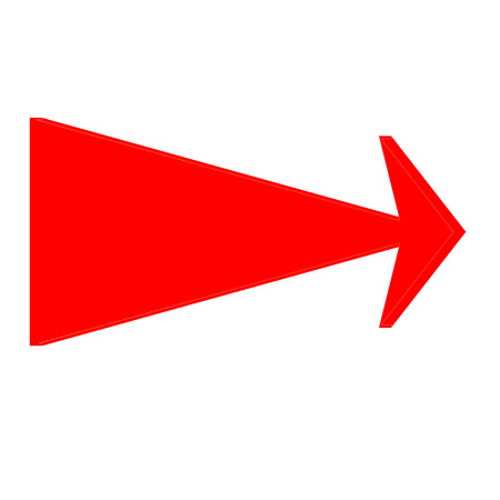 Red 3 D arrow icon on white backgroundの写真素材
