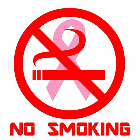 Breast cancer ribbon with no smoking symbolの写真素材