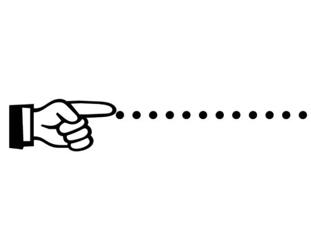 Finger pointing icon on dotted line.の写真素材