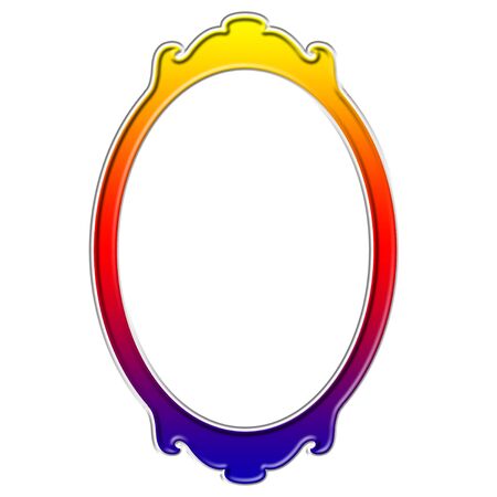 Rainbow picture frame illustration on white backgroundの写真素材