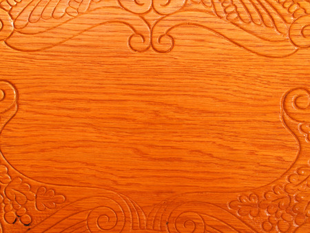 Horizontal photo of wood grain and design on chair backの写真素材
