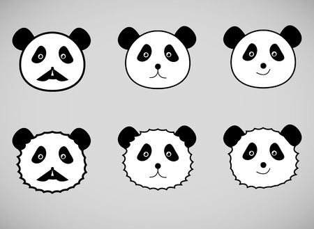 Set of panda face icons. Simple elementsのイラスト素材