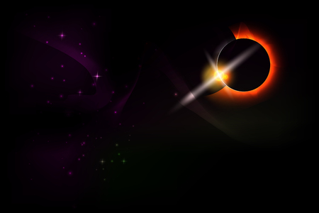 Illustration of cosmos with black hole, nebulas and stars.のイラスト素材