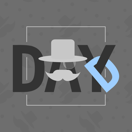 Dad day logo with a stylized letters. Vector illustration with hanging letter mustache and top hat for the Father's day and other design purposes.のイラスト素材