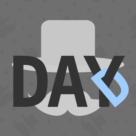 Dad day text with hanging letter top hat and mustache element. Vector illustration for the father's day and other design needsのイラスト素材