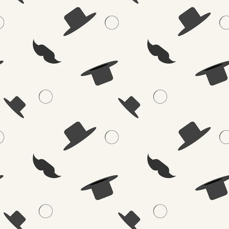 Seamless pattern with mustache, top hat and pince isolated on the background. Texture for the Father's day and other design needsのイラスト素材