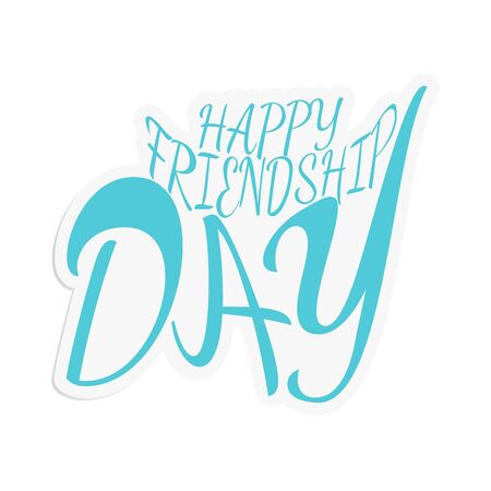 Happy friendship day vector illustration of stickers with turquoise congratulatory inscriptionのイラスト素材
