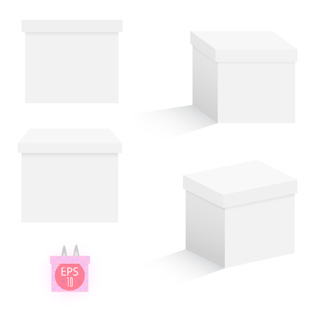 3d and isometric white box set. Vector template for designのイラスト素材