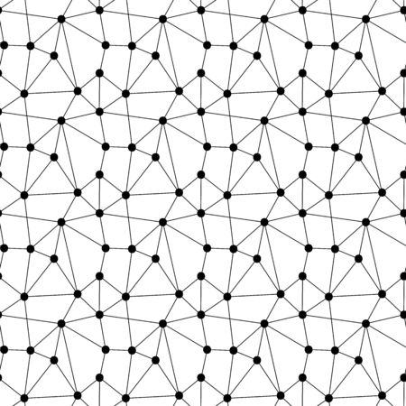 Abstract geometric dotted seamless pattern. Vector black dots and lines on white backgroundのイラスト素材
