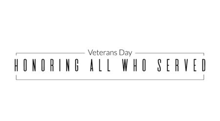 Veterans day inscription. Can be used in posters, cards, boards, logo. Honoring all who served greeting text illustrationのイラスト素材