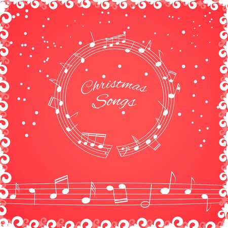 Christmass songs cover illustration. Musical background with notesのイラスト素材