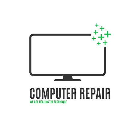 Computer repair design logo on white backgroundのイラスト素材