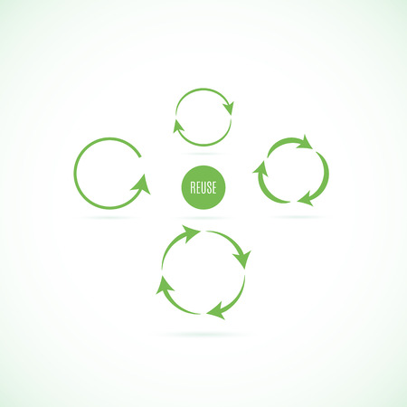 Set of green circular arrows on white backgroundのイラスト素材