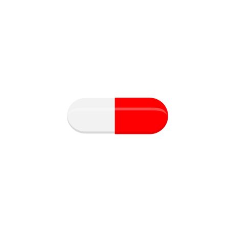 Ordinary red and white pill. Flat iconのイラスト素材