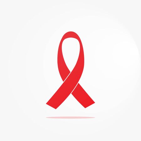 Red isolated ribbon. Cancer awareness symbol illustrationのイラスト素材