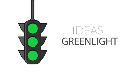 Poster with motivational text. Ideas greenlight. Traffic light backgroundのイラスト素材