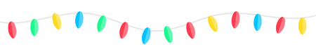Horizontal seamless colorful paper christmas garland banner illustrationのイラスト素材