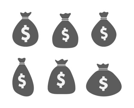Moneybag icon set. Collection of money pouch isconsのイラスト素材
