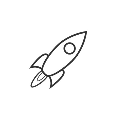 Outlined rocket ship icon. Flat spaceship sign illustration.のイラスト素材
