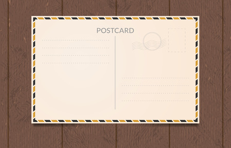 Blank postcard illustration on wooden background for designのイラスト素材