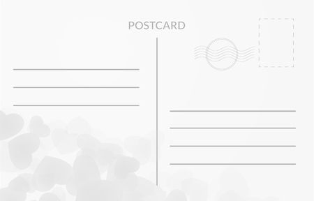 White postcard illustration with hearts on backgroundのイラスト素材