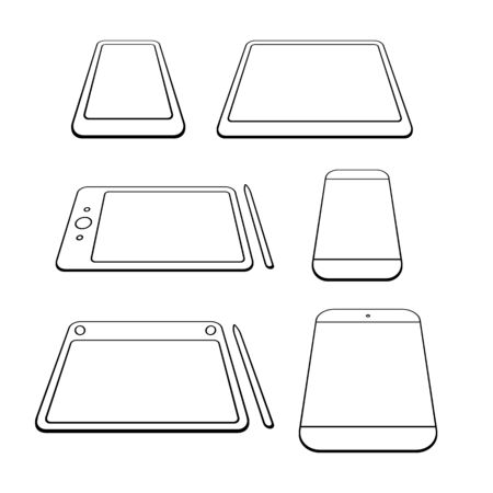 Set online icons. Modern smartphones and tabletsのイラスト素材