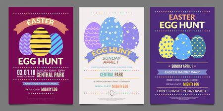 Set of Easter egg hunt fun game event poster templatesのイラスト素材