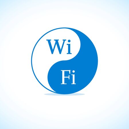 Yin yang stylized blue wifi sticker illustration.のイラスト素材