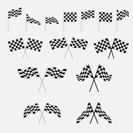 Set of finish flags checkered icons.のイラスト素材