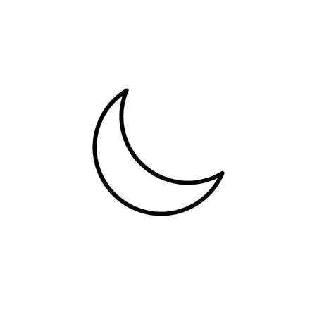 Simple crescent moon line icon isolated on white background Vector illustration.のイラスト素材