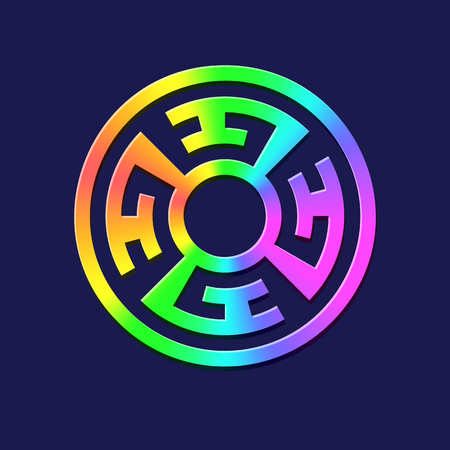 Round flyfot logo in rainbow colors for designのイラスト素材