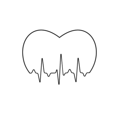 Stylized medical logo illustration with pulse and heart. Heartbeat signのイラスト素材