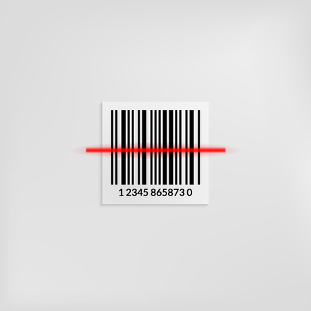 Barcode label scanning with a laser lightのイラスト素材