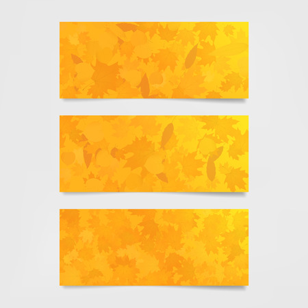 Horizontal fall banners with leaves texture for sites, newsletters, promotion and advertisementのイラスト素材
