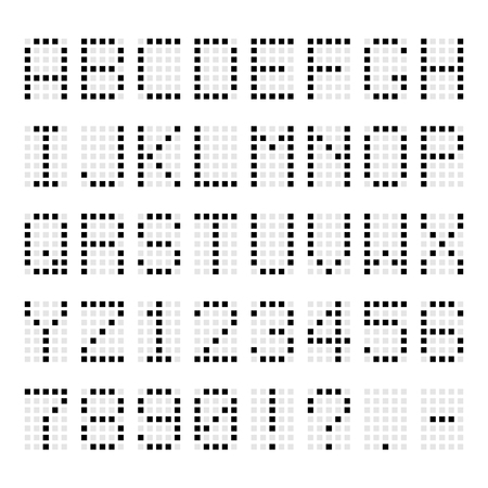 Simple flat led typeface set isolated on backgroundのイラスト素材