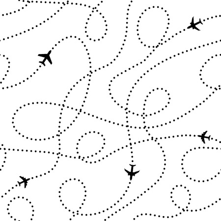 Plane traces. Seamless aerial pattern. Flight paths and airplanesのイラスト素材
