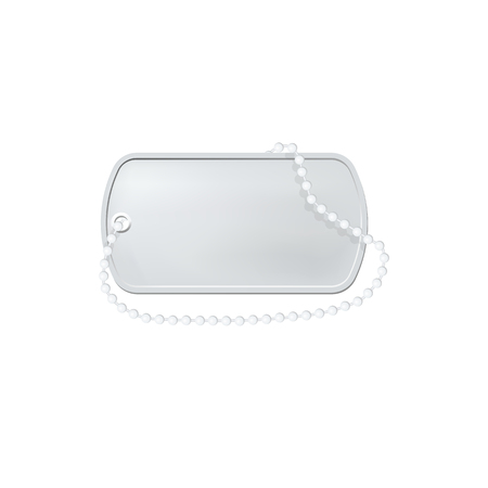 Silver dog tag label. Military dogtag necklace. Personal id pendantのイラスト素材
