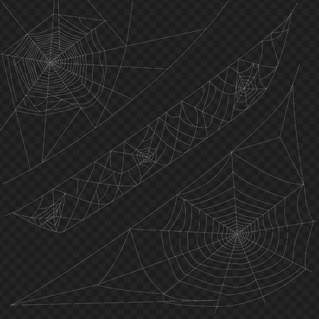 Set of round and straight spider cobweb for halloween design and decorationのイラスト素材