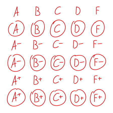 Set of red hand drawn grade marks for designのイラスト素材