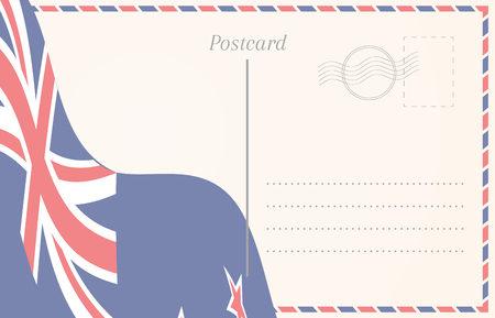 Blank postcard with New Zealand flag on backgroundのイラスト素材