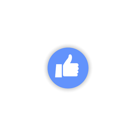 Blue thumb up icon isolated on white background
