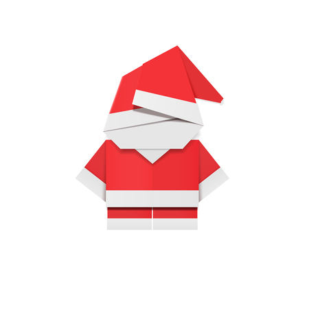Red paper Santa Claus. Origami Father Christmas. New Year decoration carton toyのイラスト素材