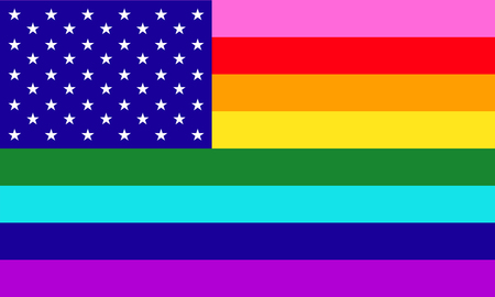 LGBT pride flag of United States. American rainbow flagのイラスト素材