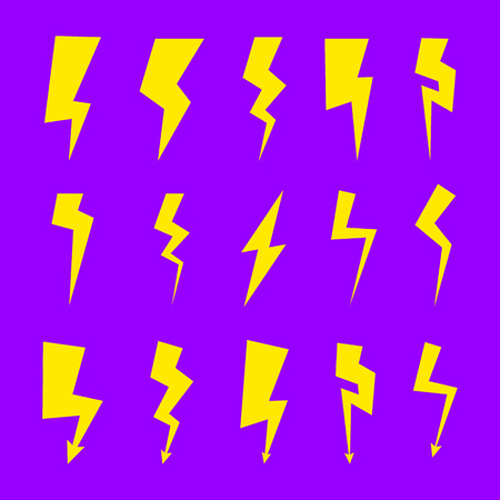 Flash and thunder icons. Isolated lightning bolt signのイラスト素材