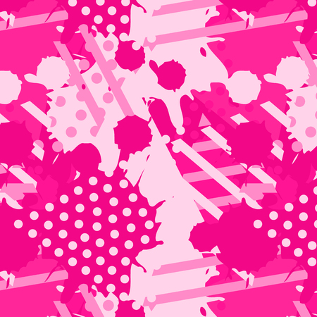 Abstract pink tile pattern with liquid forms and geometric triangle shapesのイラスト素材