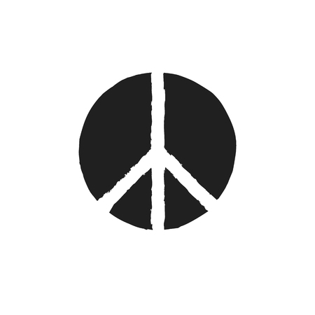 Grunge texture hippie round peace black signのイラスト素材