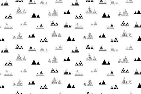 Triangles seamless pattern. Abstract geometric repeat with little and tiny triangular shaped trees or homesのイラスト素材