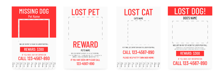 Lost pet poster template. Missing banner designのイラスト素材