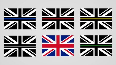 Union Jack flag of the United Kingdom and thin line sign flagsのイラスト素材