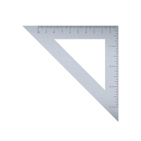 Steel isosceles triangle with metric and imperial units ruler scaleのイラスト素材